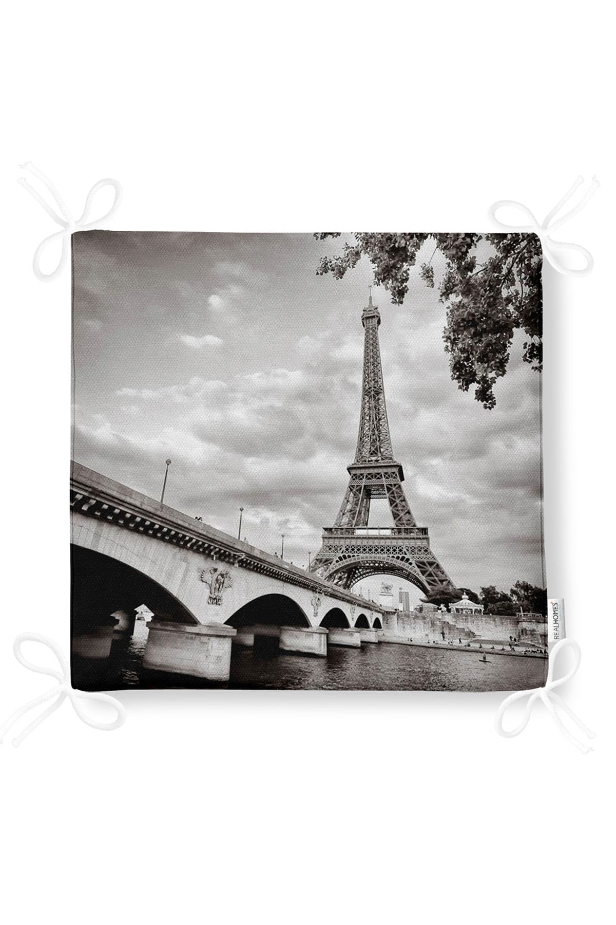 Realhomes-Digital Printed Zippered Chair Cushion with Eiffel Tower Design 5