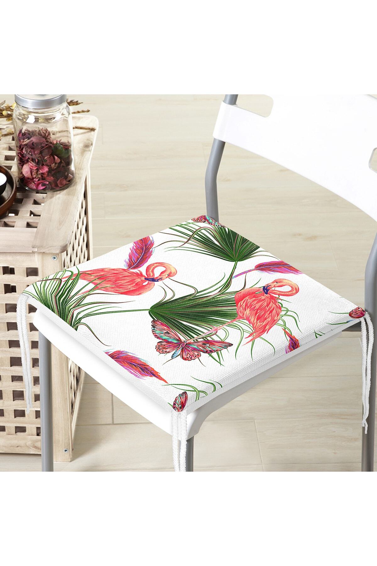 Realhomes-Flamingo Pattern Digital Printed Modern Zippered Chair Cushion 4