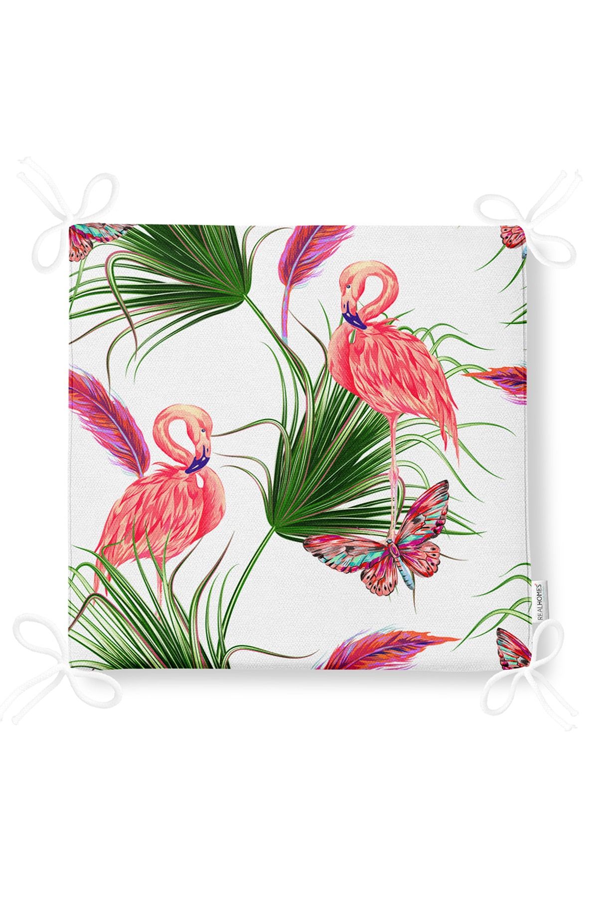 Realhomes-Flamingo Pattern Digital Printed Modern Zippered Chair Cushion 5