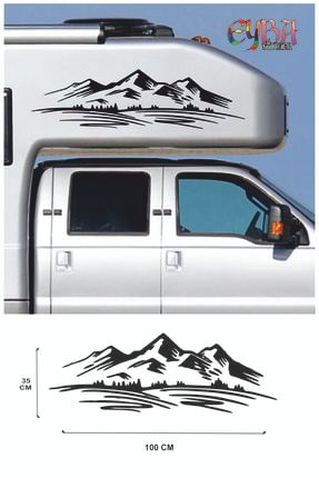 100x28 cm Ağaç Dağ Araba Dekor Orman Sticker offroad