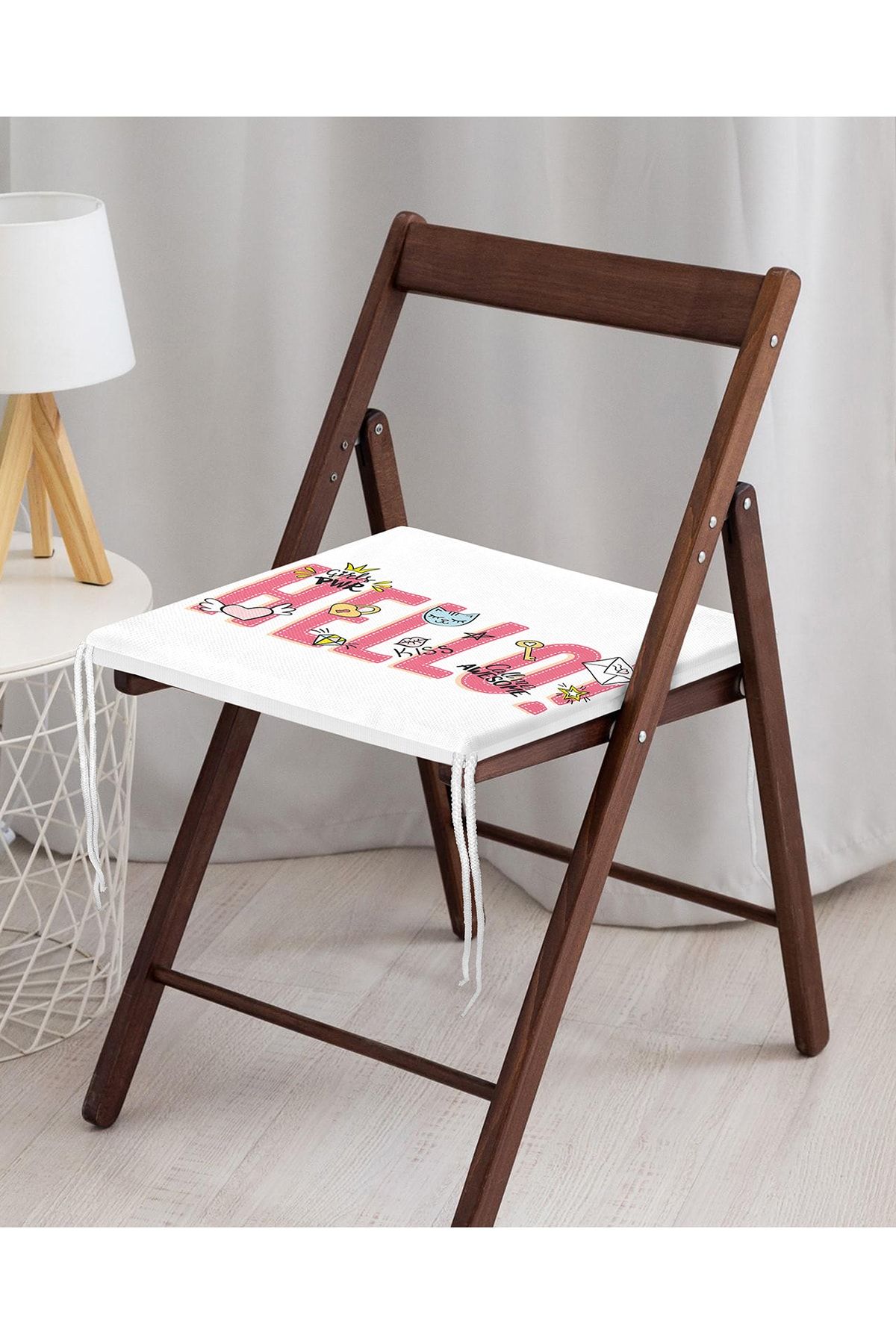 Realhomes-Custom Design Hello Text Patterned Digital Printed Zippered Chair Cushion 4