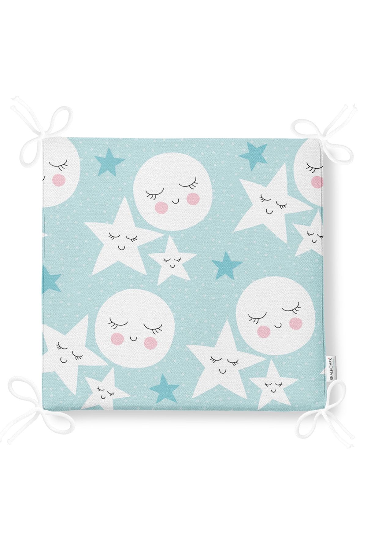 Realhomes-Moon And Star Motif Sleep Themed Digital Printed Special Design Modern Zippered Chair Cushion 5