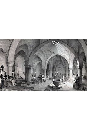 Sanat Tarihi Osmanlı Hamamı Elmas Mozaik Tablo / Boncuk Goblen 60x36cm E20203195m E20203195M