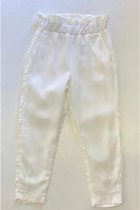 Beyaz Beli Lastikli Tansel Kumaş Pantolon EDNY0000172