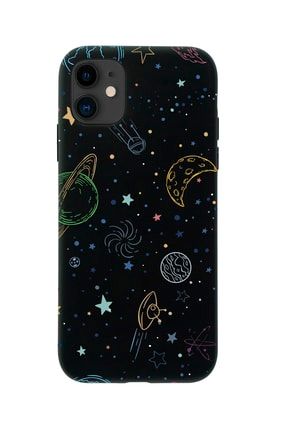 Iphone 12 / 12 Pro Siyah Galaxy Space Tasarımlı Lansman Kılıf IP12-LGS46