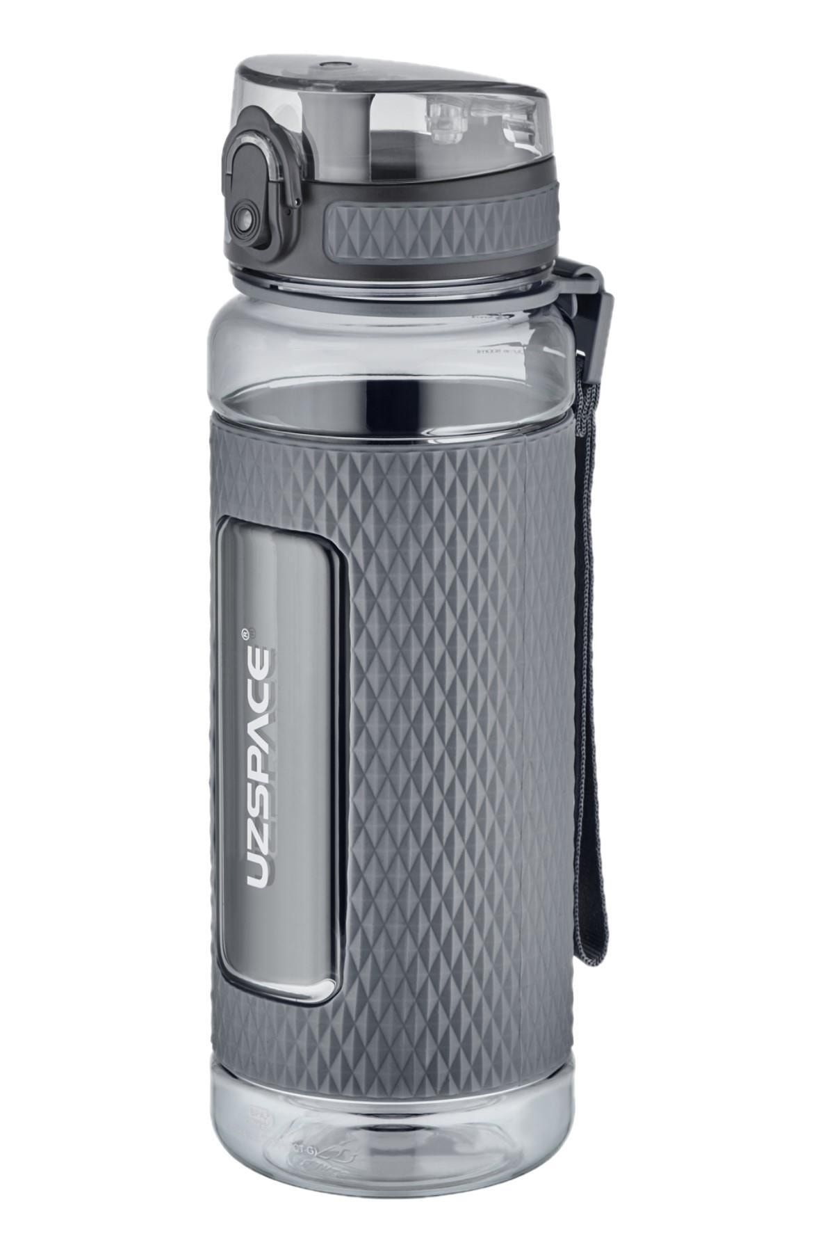 قمقمه ورزشی خاکستری FF 800ml اندازه بزرگ بدن محافظت شده سیلیکون جریان آب تریتان Uzspace