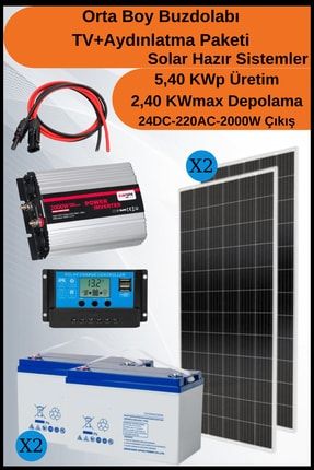 Orta Boy Buzdolabı+tv+aydınlatma Grande Mono Solar Paket 5,40kwp ND-SP16M