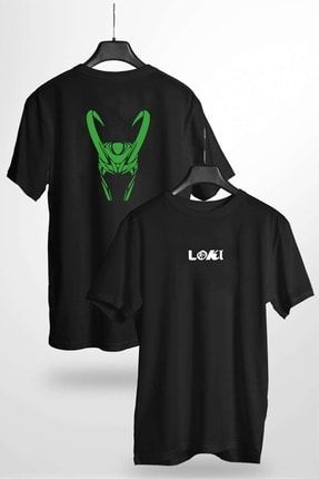 Marvel Loki Çift Taraf Tasarım Baskılı Unisex Siyah Tshirt marvel loki tshirt