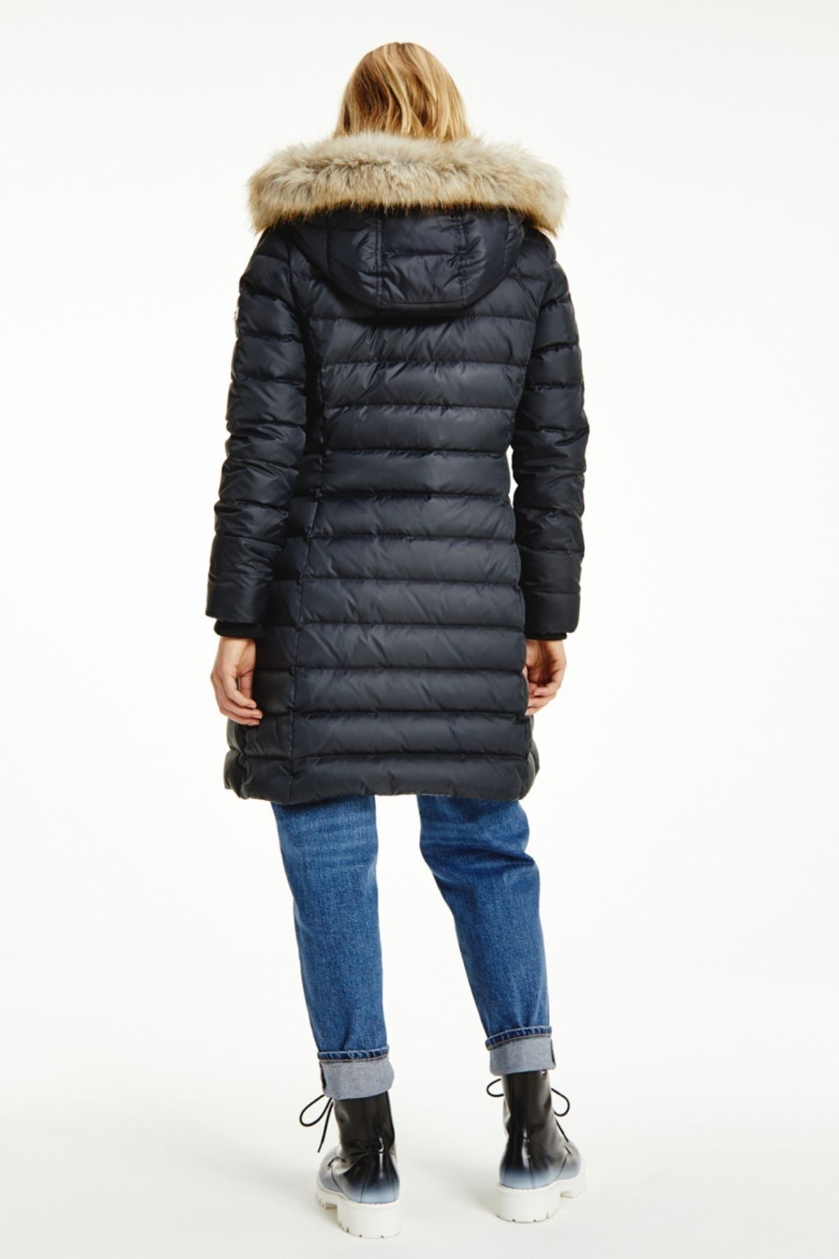 Tommy Hilfiger Tjw Essent al Hooded Down Coat Tommy Jeans Siyah