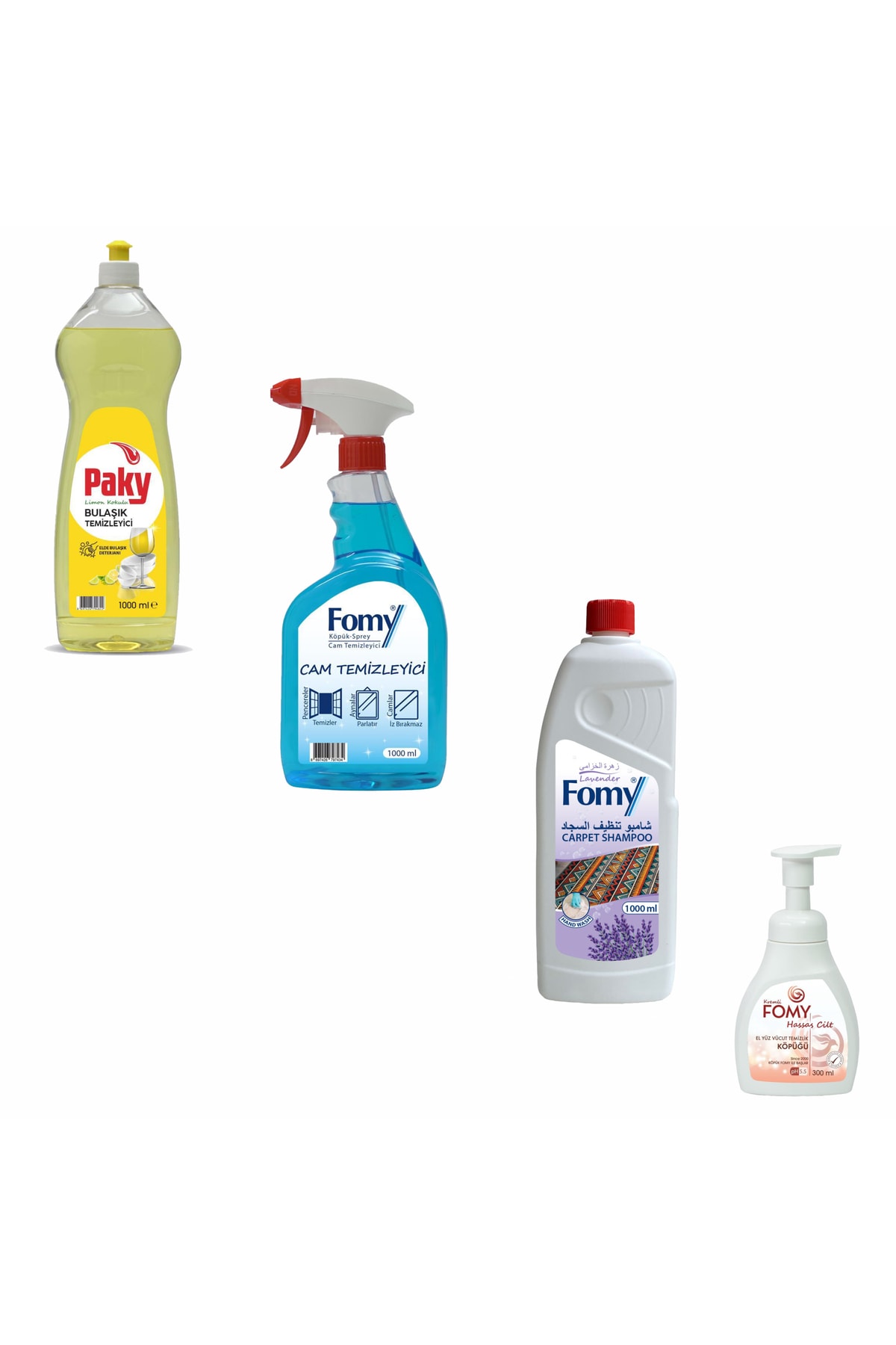 Fomy Set - Bulaşık Deterjanı+cam Temizlik Köpüğü+halı Şampuanı+el Temizlik Köpüğü