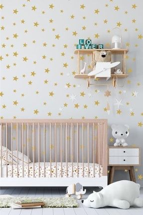 Gold Yıldız Duvar Sticker 3-4-5 Cm 130 Adet Bebek Ve Çocuk Odası Dekoratif Duvar Çıkartması Sticker DH201393