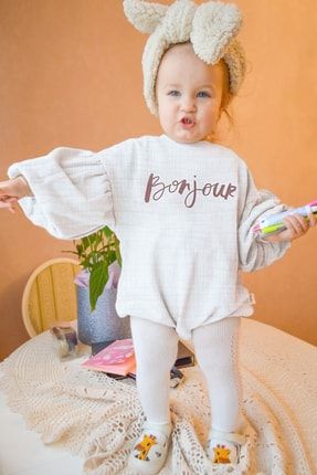 Kız Bebek Balon Kol Müslin Rahat Kumaş Badi 0-2 Yaş Özel Serin Pamuklu Şık Giyim MKB01-028