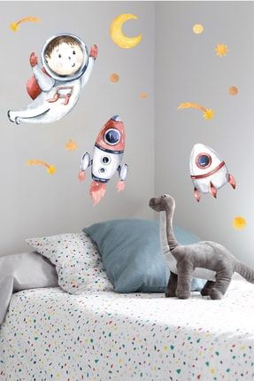 Astronot Temalı Dekoratif Bebek Çocuk Odası Duvar Dekorasyon Sticker STC551