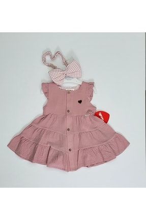 Kız Bebek Dokuma Elbise Fırfırlı 3 Lü Tk.(TWIN LINES) 1081