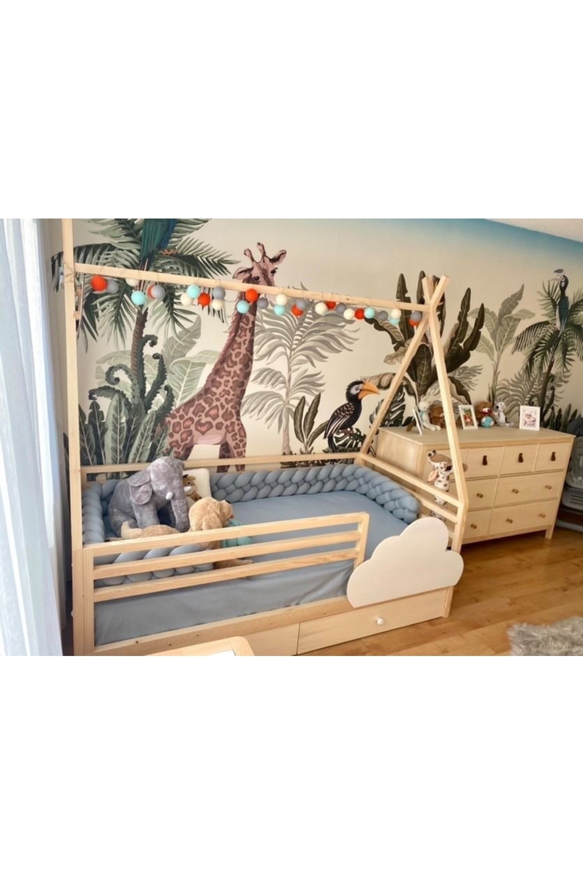 460 Cm 4'lü Örgü Koruma /80x180 Montessori Yatak Koruyucu 3