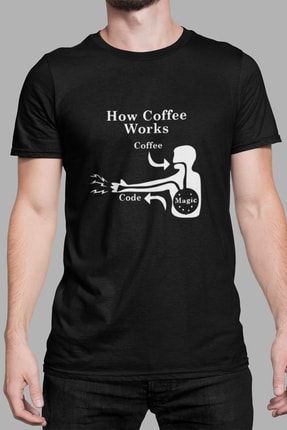 C++ Kod Yazan Yazılımcı Kahve Etkisi Baskılı Erkek Hediye Doğum Günü Hediyesi T-shirt K-E-T100014