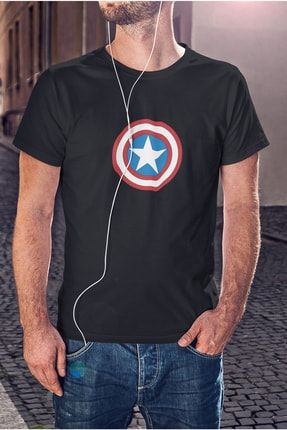 Kaptan Amerika Baskılı Tişört Erkek Sevgiliye Arkadaşa Hediye Doğum Günü Hediyesi Pamuklu T-shirt K-E-C90