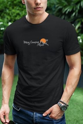 Kamp Baskılı Tişört Erkek Pamuklu Sevgiliye Arkadaşa Doğum Günü Hediyesi Hediye T-shirt K-E-L413