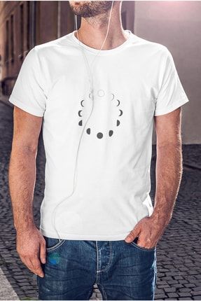 Ay'ın Evreleri Çemberi Siyah Beyaz Baskılı Tişört Erkek Arkadaşa Hediye Doğum Günü Hediyesi T-shirt K-E-L109