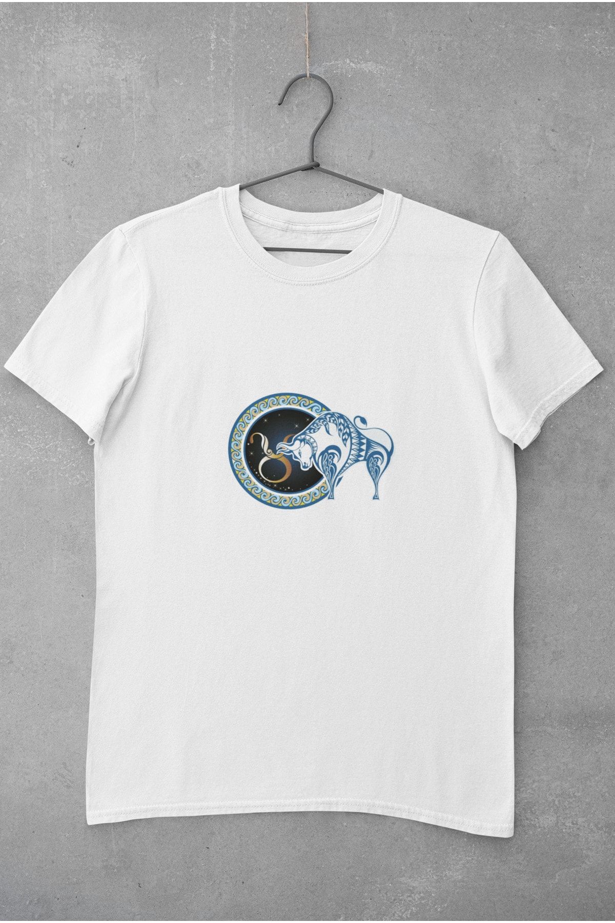 Kio Tasarım-Tricou cu imprimeu simbol Taur alb pentru bărbați 2