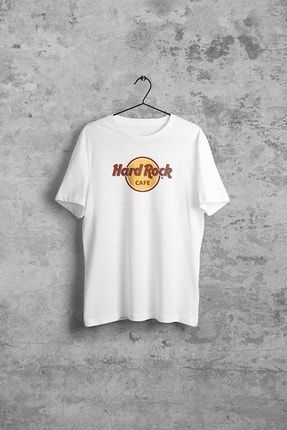 Foxskinsportswearcompany Unisex Beyaz Hard Rock Cafe Baskılı Tshirt FoxSkinSportswearCompanyhardrock