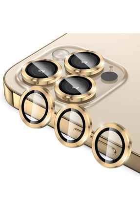 Iphone 13 Pro Max & Iphone 13 Pro Uyumlu Alüminyum Alaşım 3d Kamera Lens Koruyucu - Gold [3'lü Set] TYC00324140485