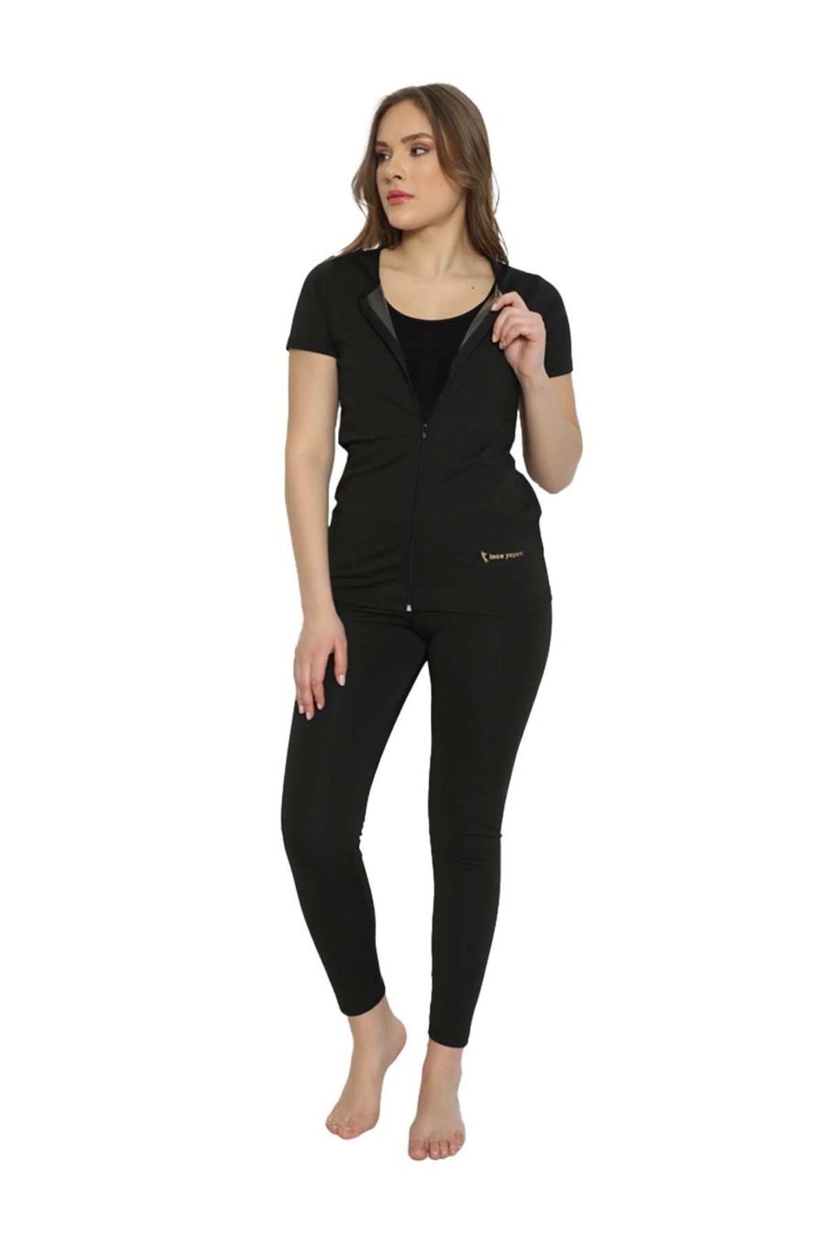 İNCEYAŞAM Body Cu Fermoar Cu Mâneci Termice Pentru Saună + Set De Jambiere Termice Pentru Saună Unisex - L