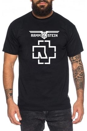 Rammstein Logo Baskılı Unisex Siyah Tshirt rammstein logo 1