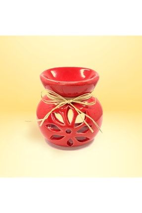 Seramik Çini El Yapımı Kırmızı Buhurdanlık - 10 cm EVİDEAYOS020