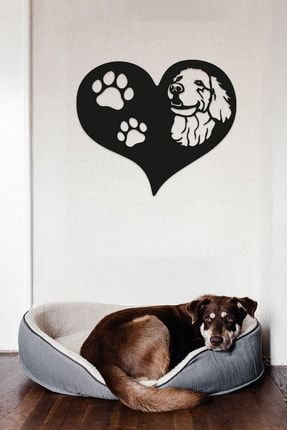Köpek Sevgisi Motifli Siyah 30x25 Lazer Kesim Duvar Dekorasyon Ürünü GBDVR105