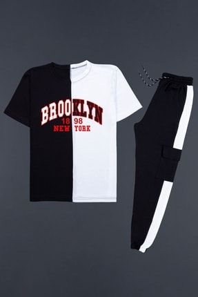 Kısa Kol Brooklyn Eşofman Takımı TKM-siyah-beyaz-brooklyn2022