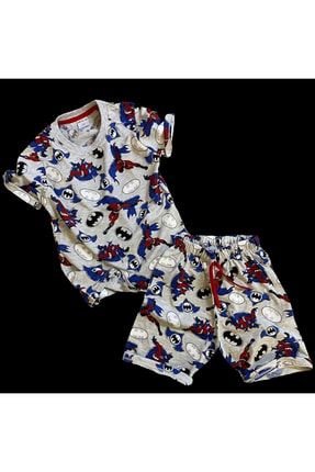 Erkek Çocuk Pelerin Batman Yarasa Adam 2'li Şort T-shirt Şort Takım - Pijama Takımı Ev Giyim TYC00273078061