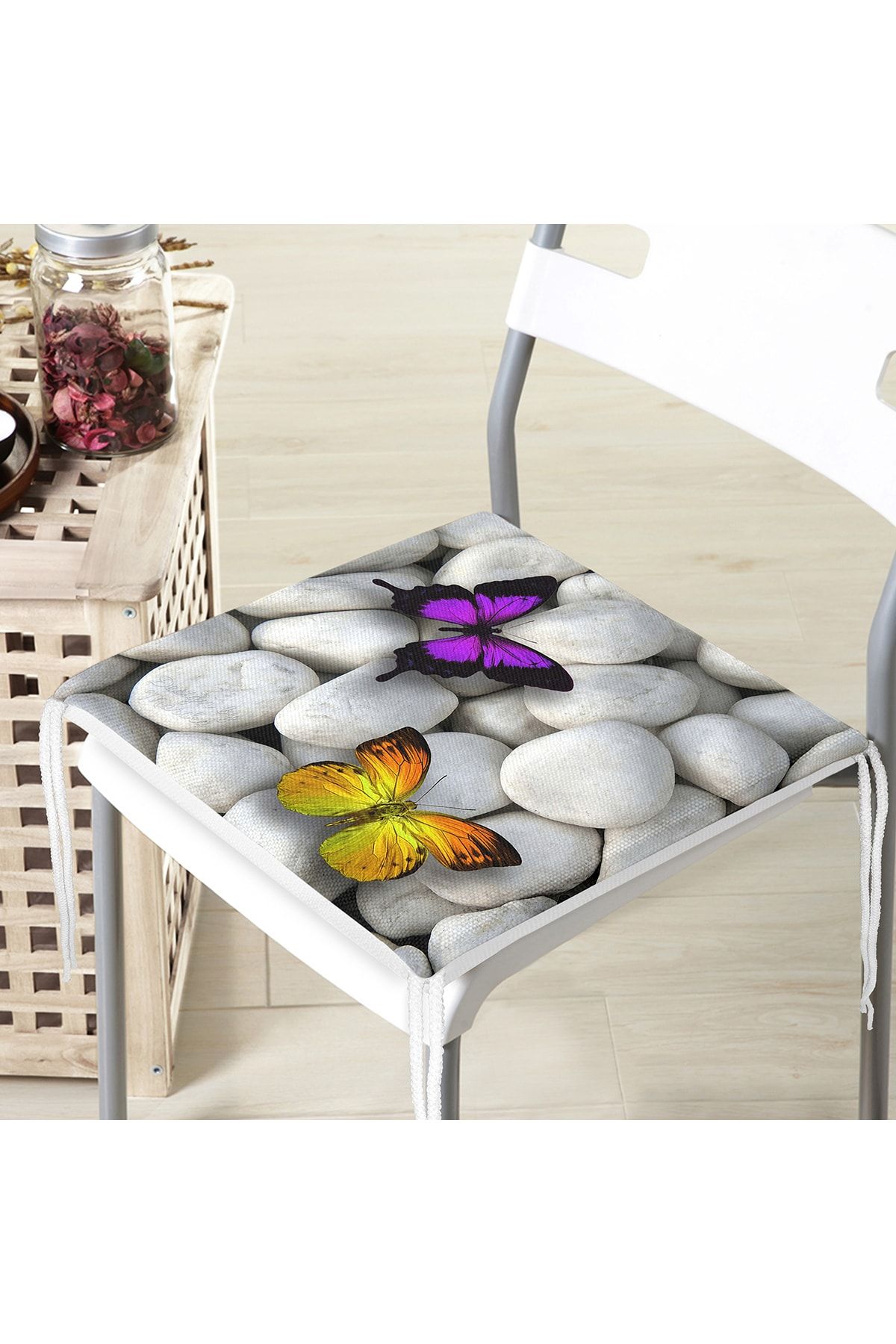 Realhomes-Butterfly Patterned Digital Printed Zippered Chair Cushion 4