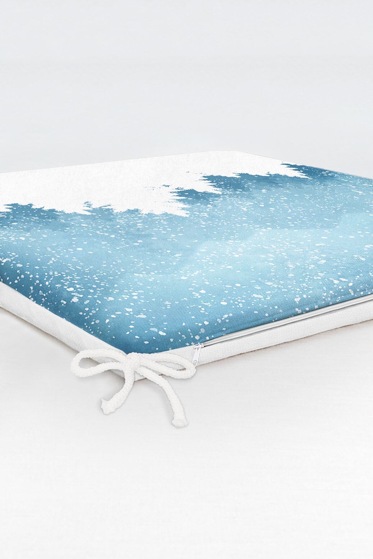Realhomes-Digital Printed Modern Zippered Chair Cushion with Blue Floor Snow and Pine Tree Figures 6