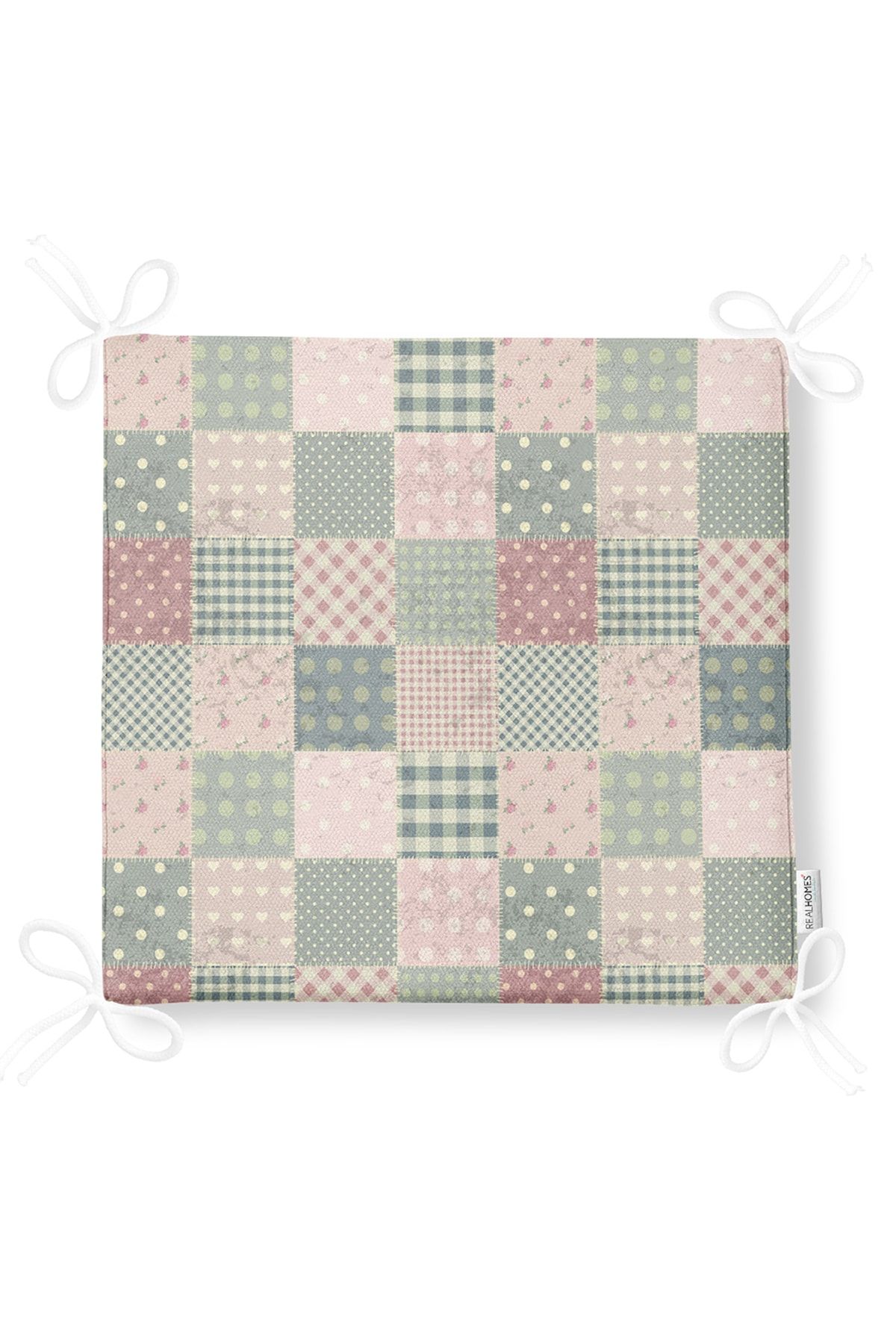 Realhomes-Patchwork Patterned Special Design Digital Printed Modern Zippered Chair Cushion 5