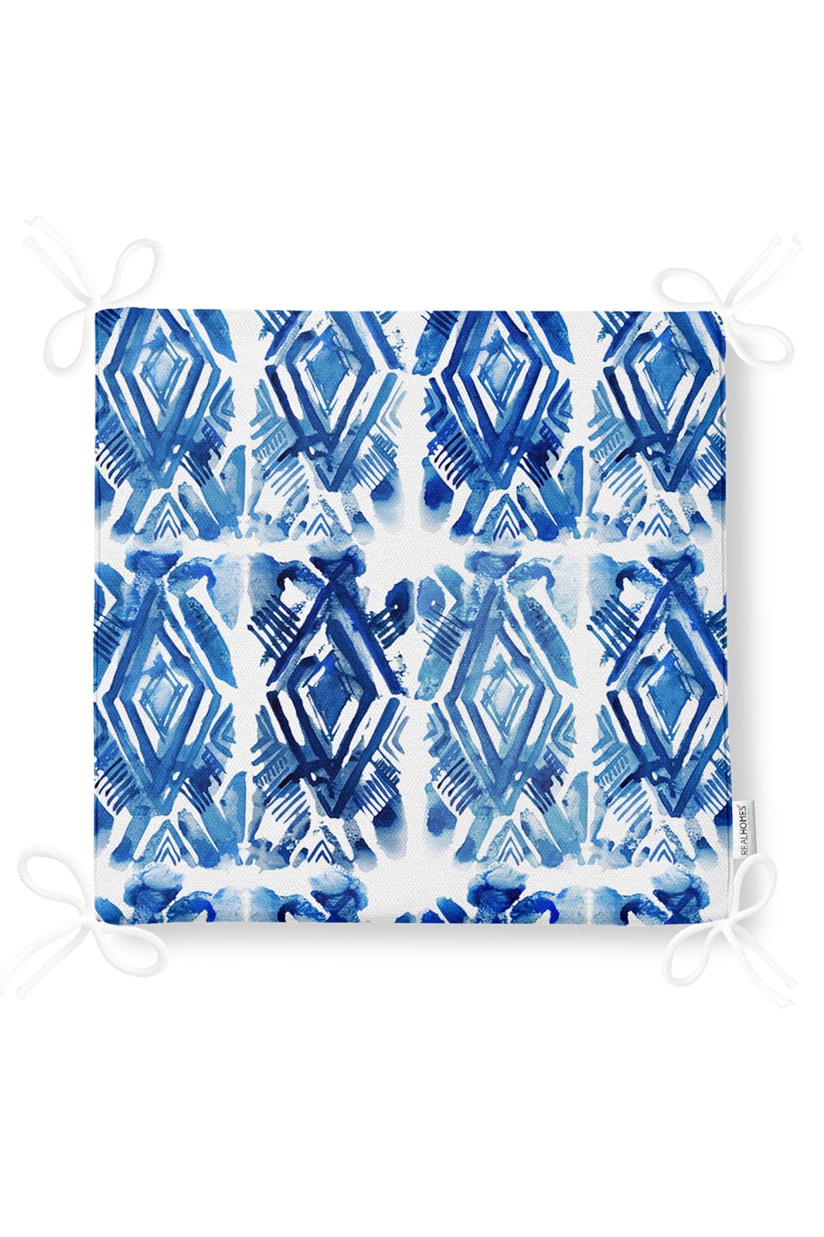 Realhomes-Geometric Diamond Patterned Digital Printed Modern Zippered Chair Cushion 5