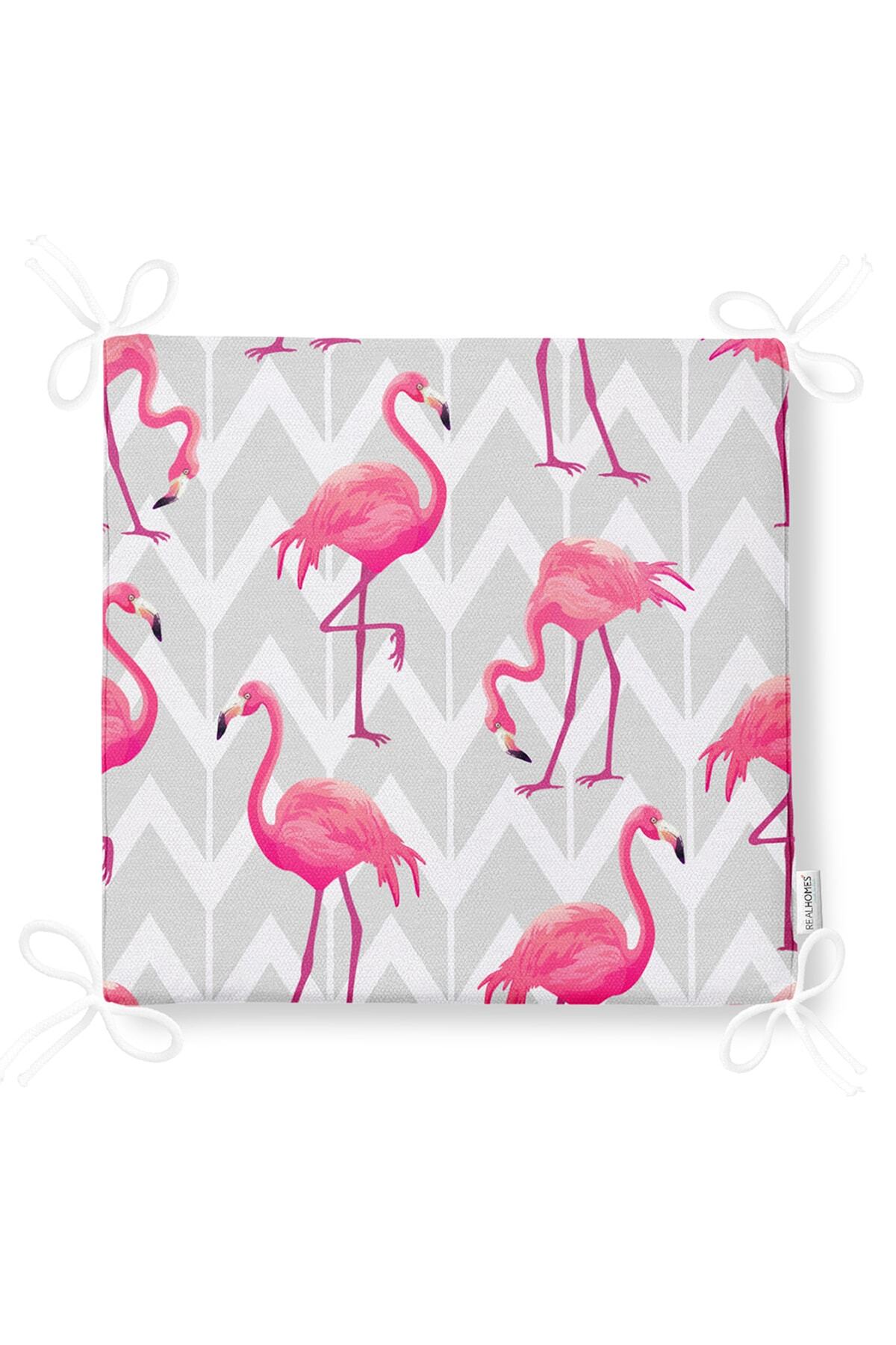 Realhomes-Modern Zippered Chair Cushion with Flamingos on Gray Zigzag Floor 5
