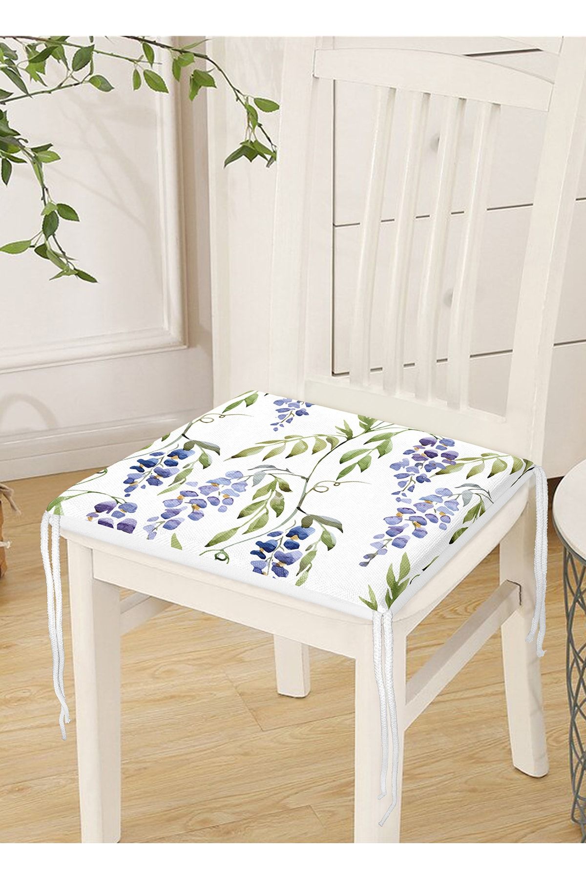 Realhomes-Flower Patterned Digital Printed Zippered Chair Cushion 3