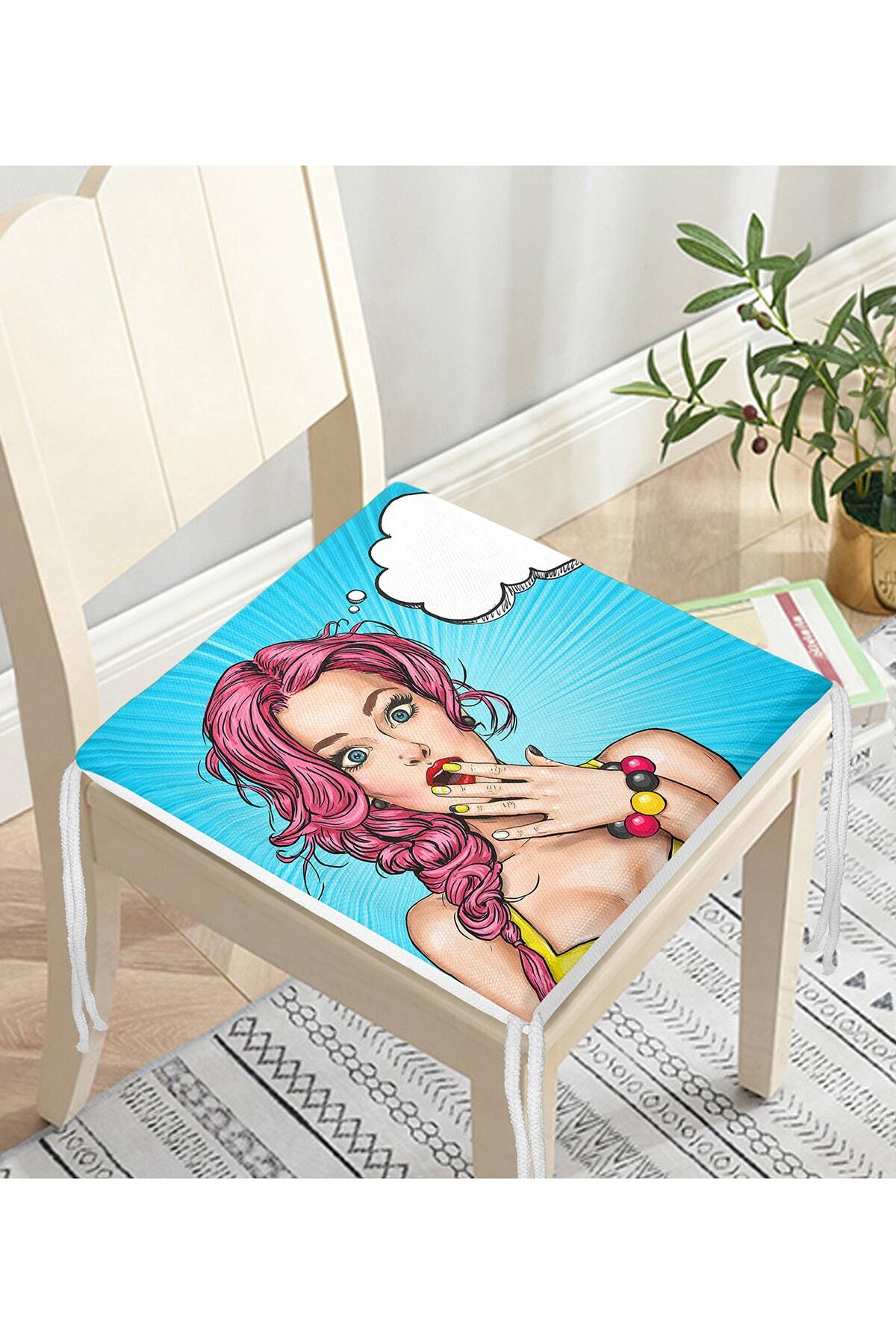 Realhomes-Pernă pentru scaun cu fermoar, cu model pop art 3