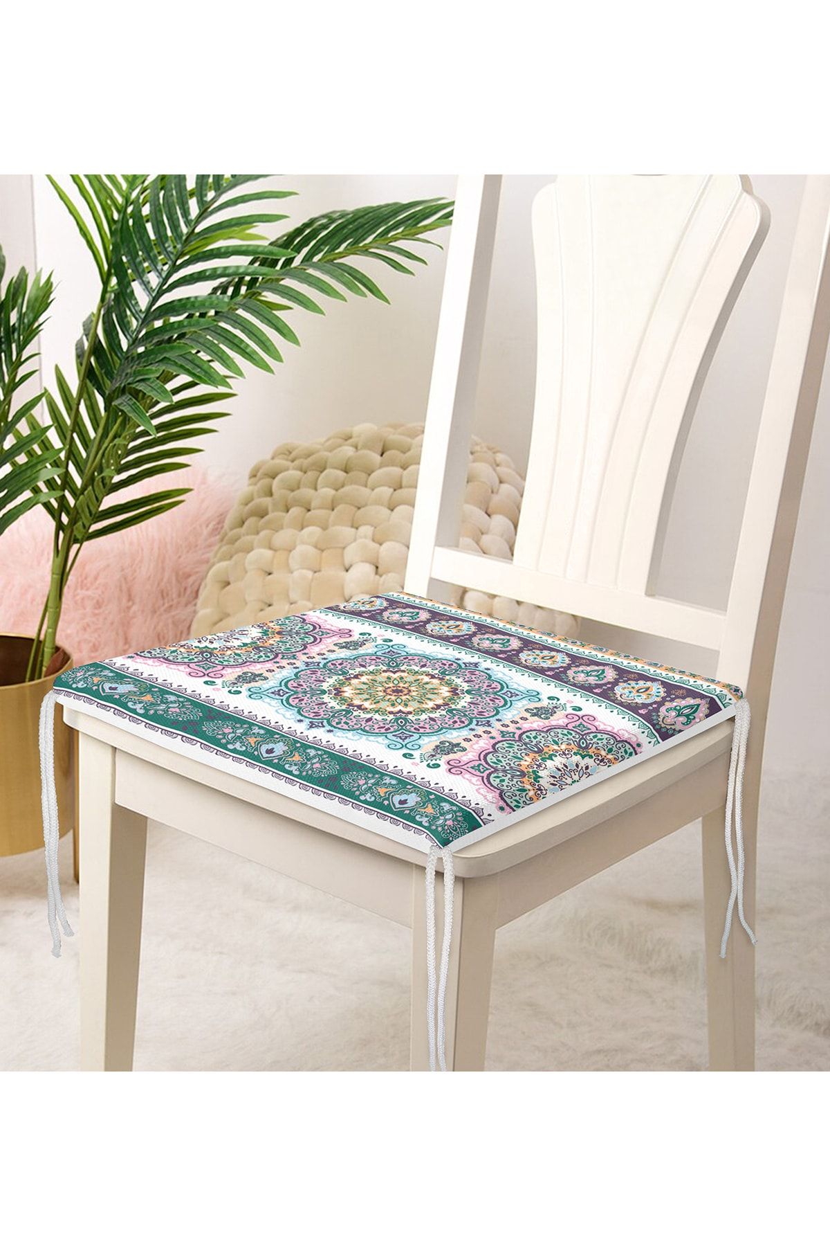 Realhomes-Ethnic Kilim Patterned Digital Printed Zippered Chair Cushion 4