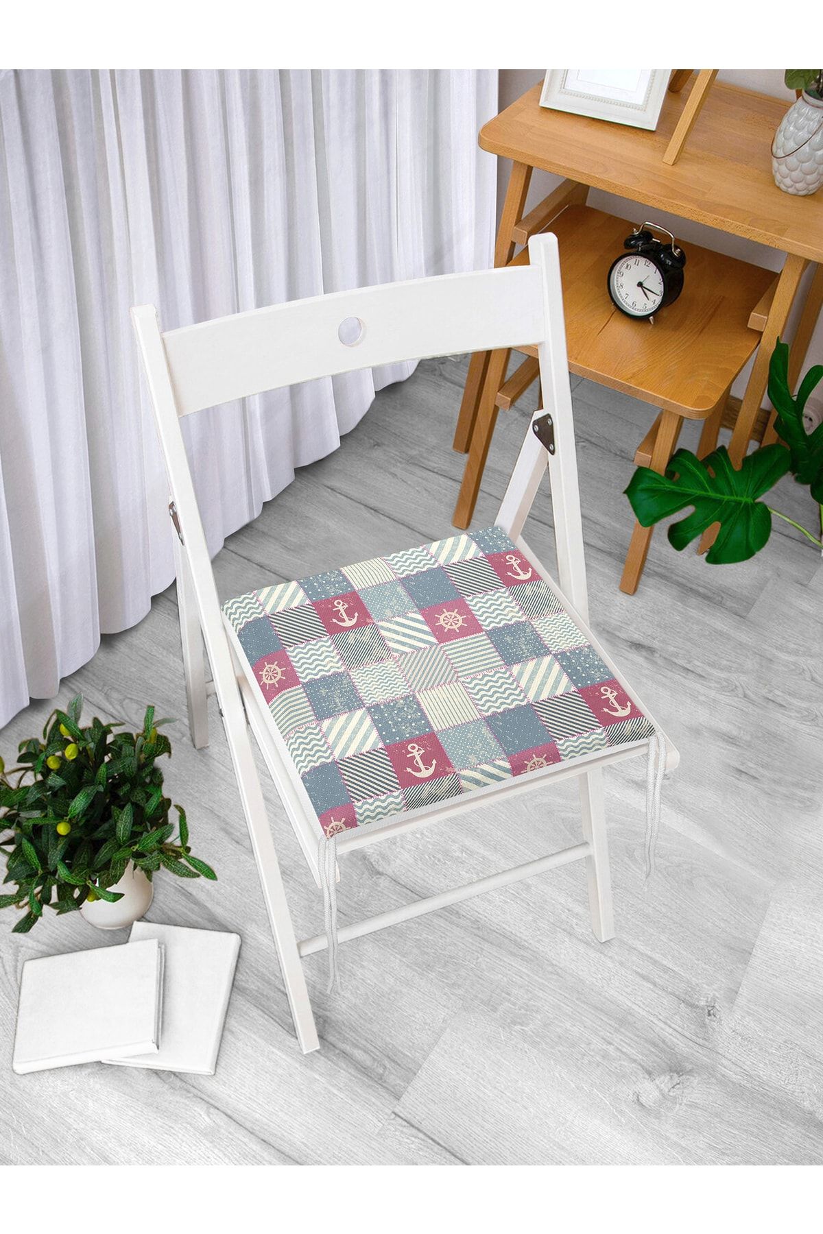 Realhomes-Patchwork Patterned Special Design Digital Printed Modern Zippered Chair Cushion 3