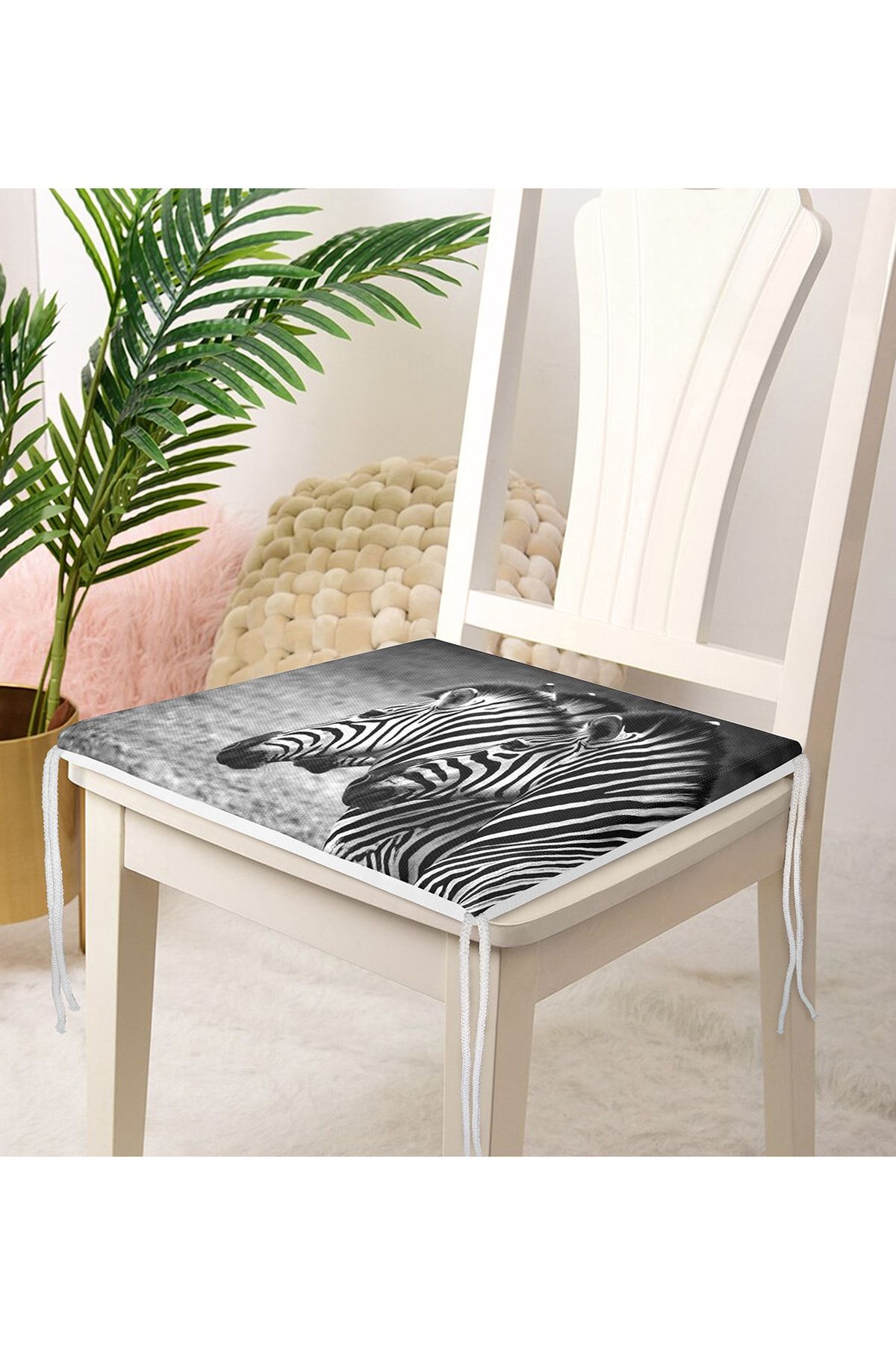 Realhomes-Modern Zebra Pattern Digital Printed Zippered Chair Cushion 4