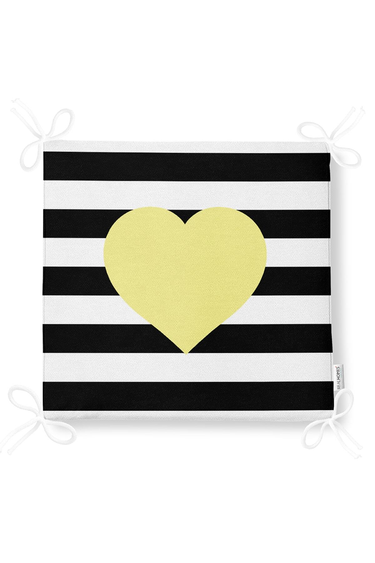 Realhomes-Modern Heart Patterned Digital Printed Zippered Chair Cushion 5