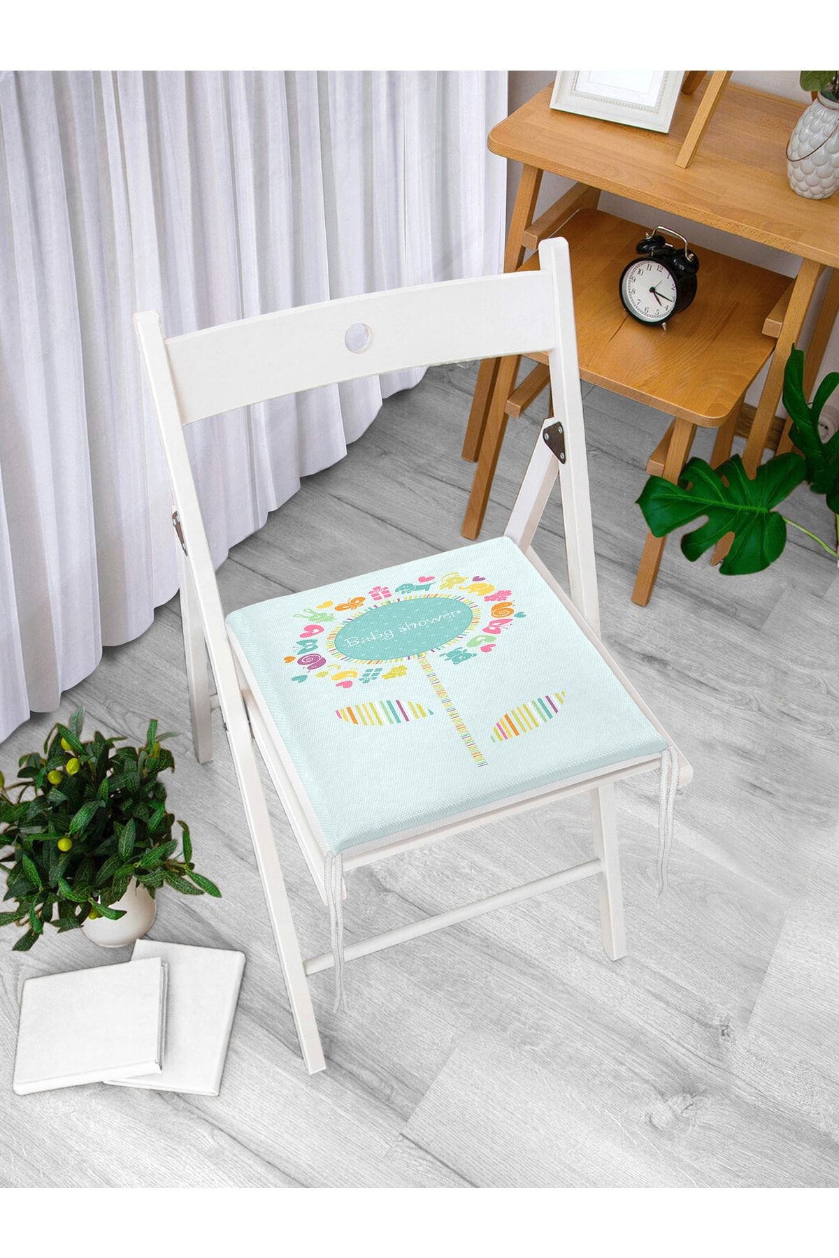 Realhomes-Baby Shower Written Special Designed Digital Printed Children's Room Zippered Chair Cushion 3