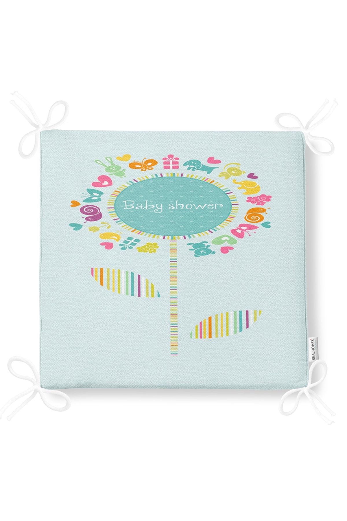 Realhomes-Baby Shower Written Special Designed Digital Printed Children's Room Zippered Chair Cushion 5