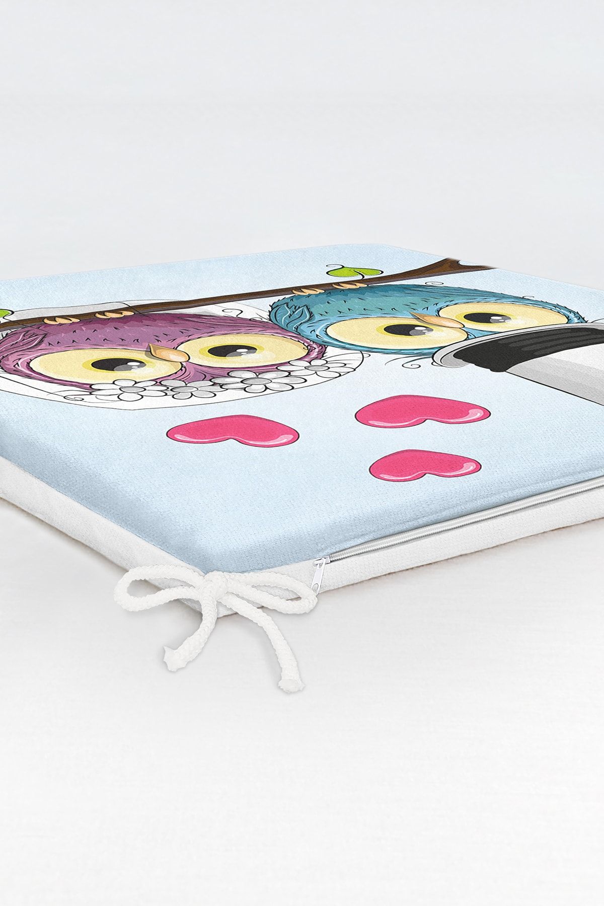 Realhomes-Owl Patterned Digital Printed Zippered Chair Cushion 6