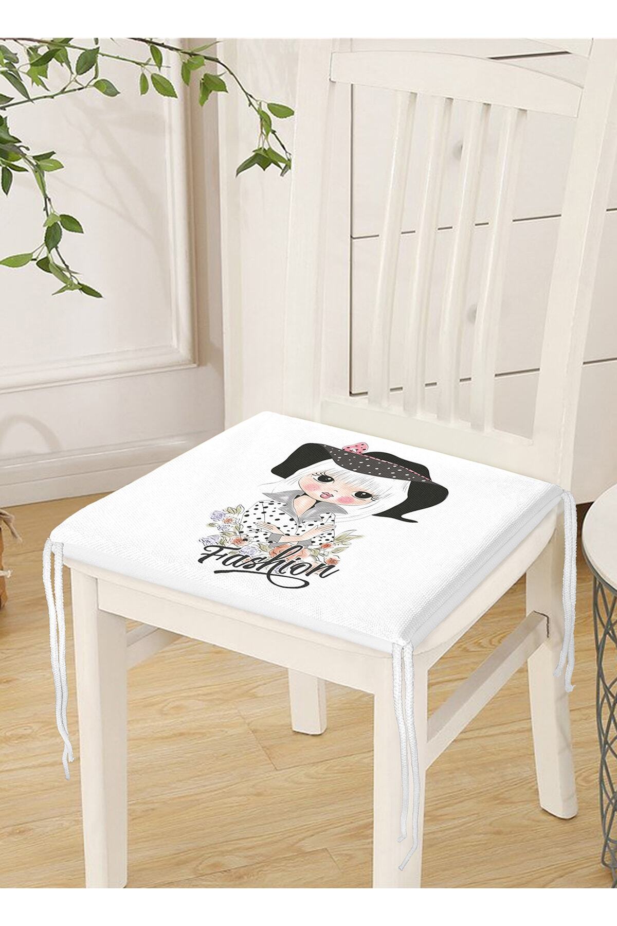 Realhomes-Fashion Girl Digital Printed Zippered Chair Cushion 4