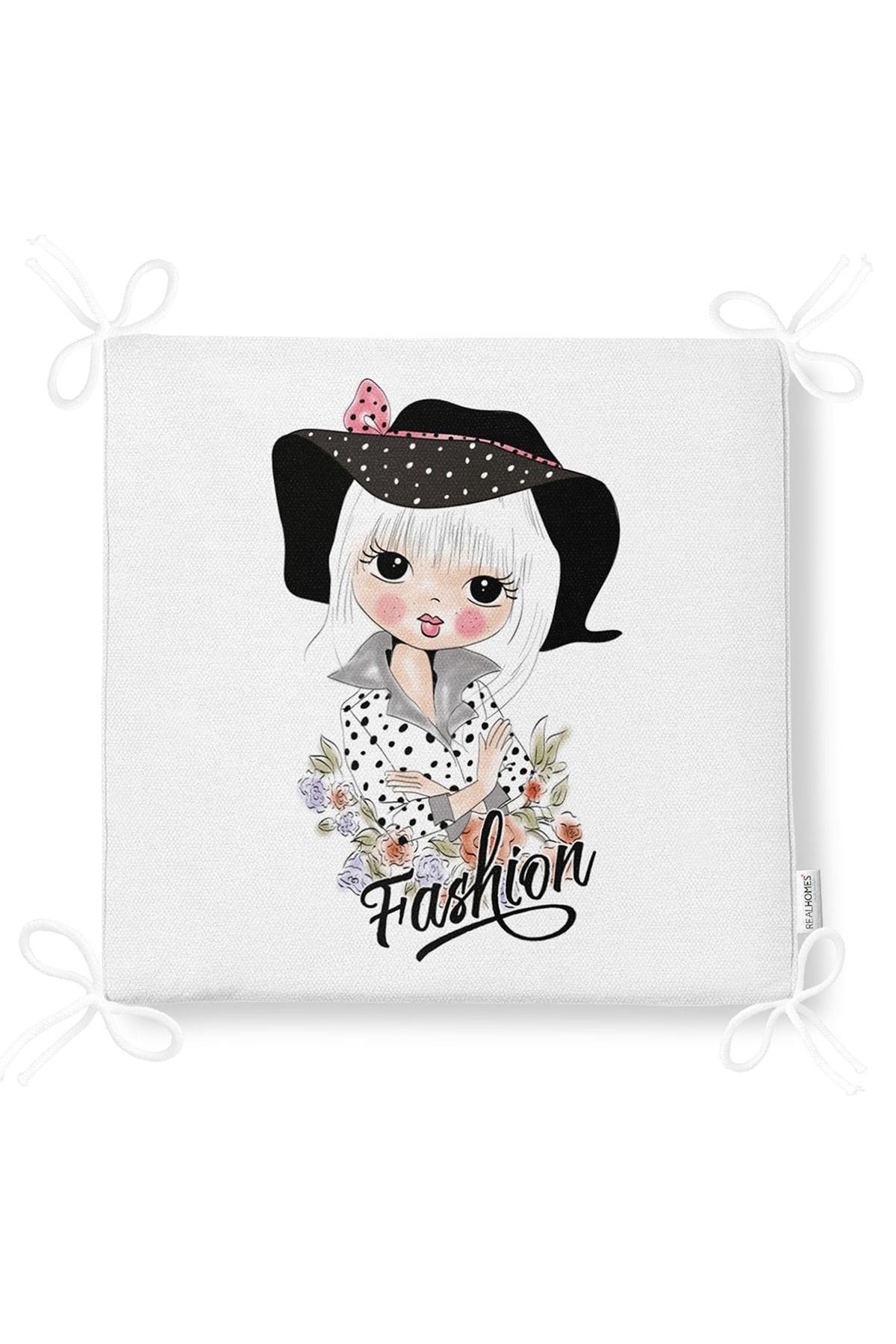 Realhomes-Fashion Girl Digital Printed Zippered Chair Cushion 5