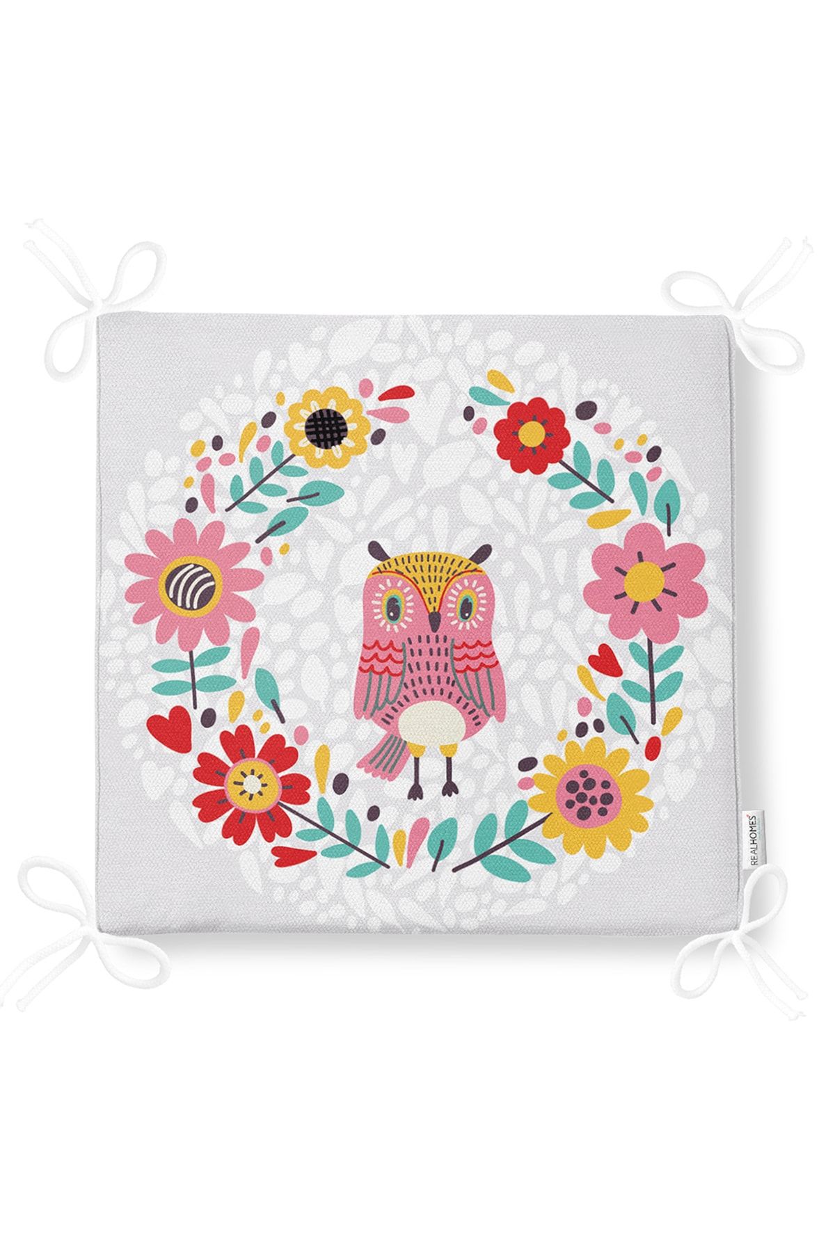 Realhomes-Digital Printed Zippered Chair Cushion with Owl Picture 5