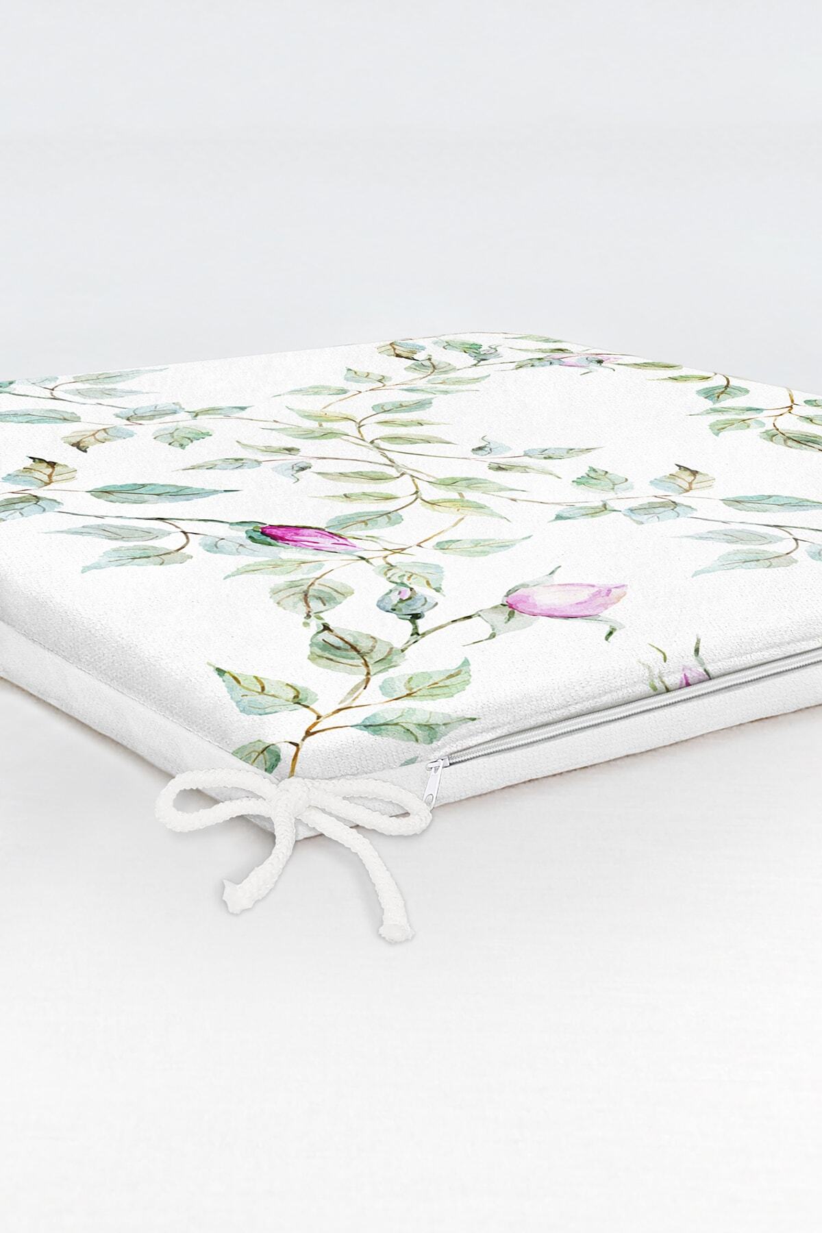Realhomes-Digital Printed Modern Zippered Chair Cushion with Rose and Bud Motif 6